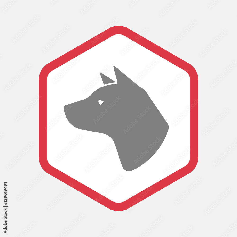 Isolated hexagon with a dog head Isolated hexagon with a dog head