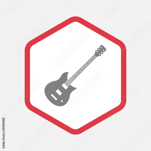 Isolated hexagon with  an electric guitar