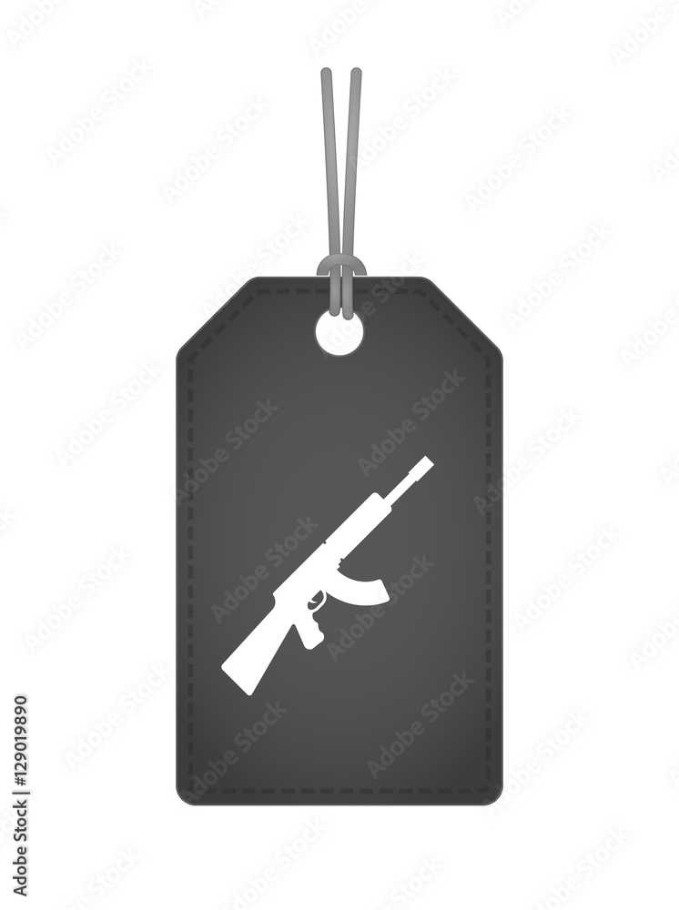 Isolated label with a machine gun sign Stock Vector | Adobe Stock