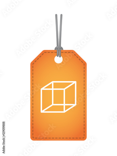 Isolated label with a cube sign