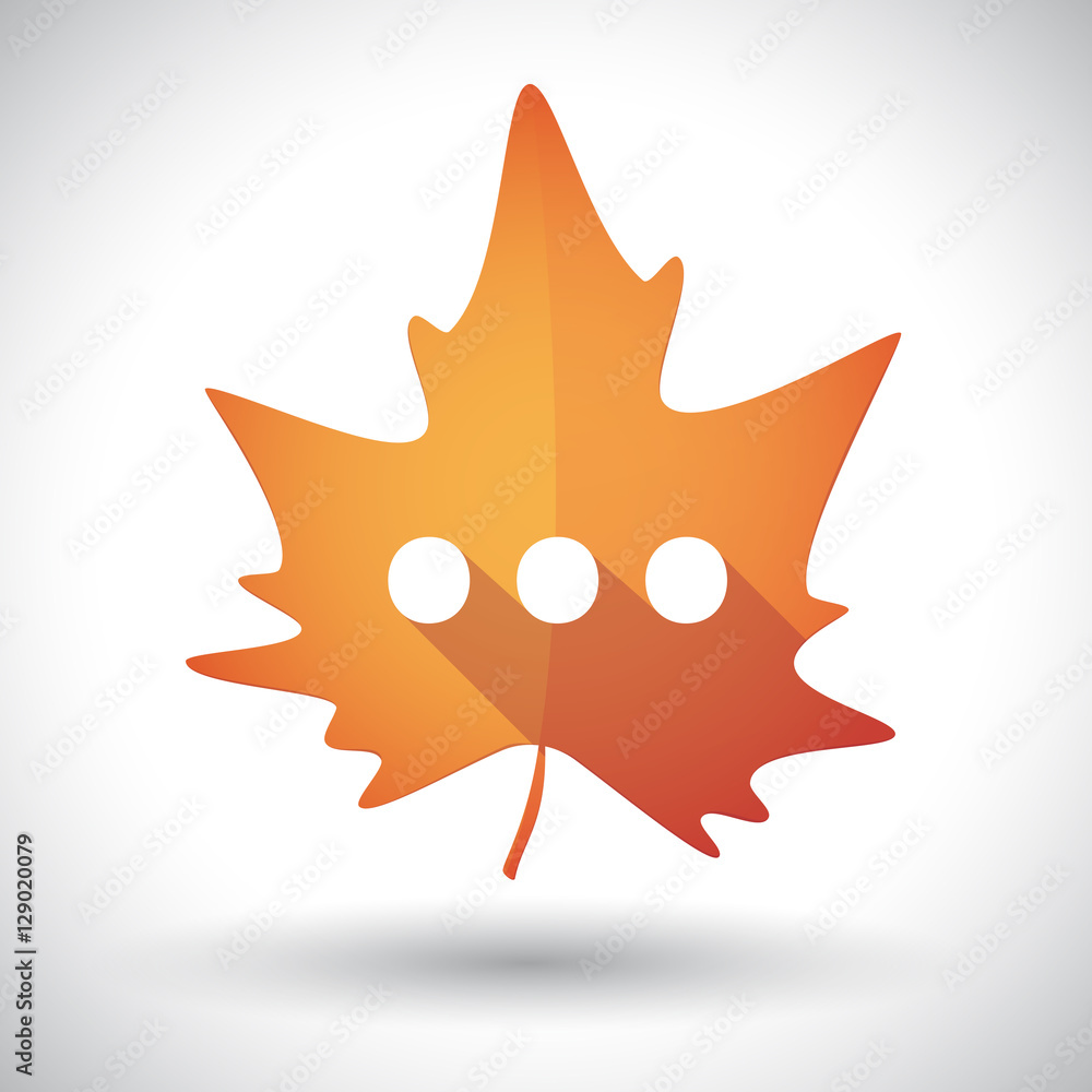 Isolated orange leaf with an ellipsis orthographic sign Isolated orange leaf with an ellipsis orthographic sign