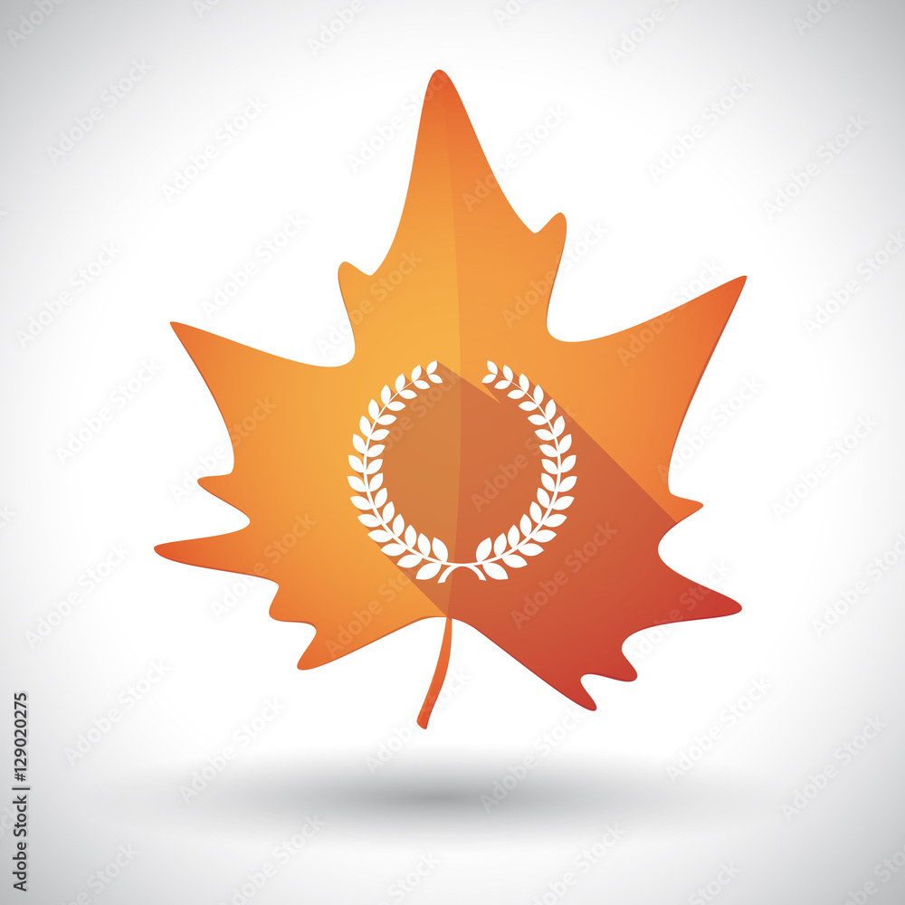Isolated orange leaf with a laurel crown sign Isolated orange leaf with a laurel crown sign