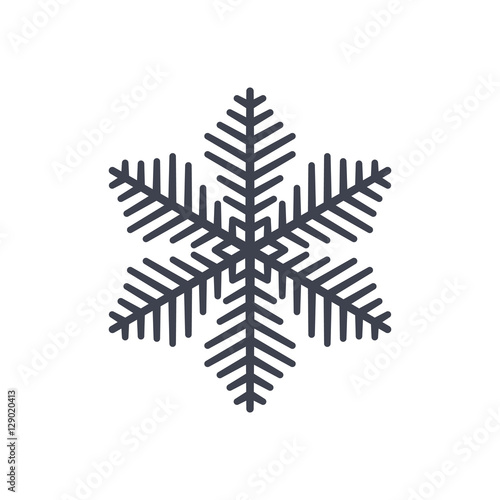 Snowflake icon. Gray silhouette snow flake sign, isolated on white background. Flat design. Symbol of winter, frozen, Christmas, New Year holiday. Graphic element decoration. Vector illustration