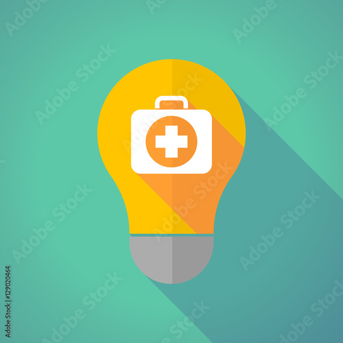 Long shadow bulb with  a first aid kit icon