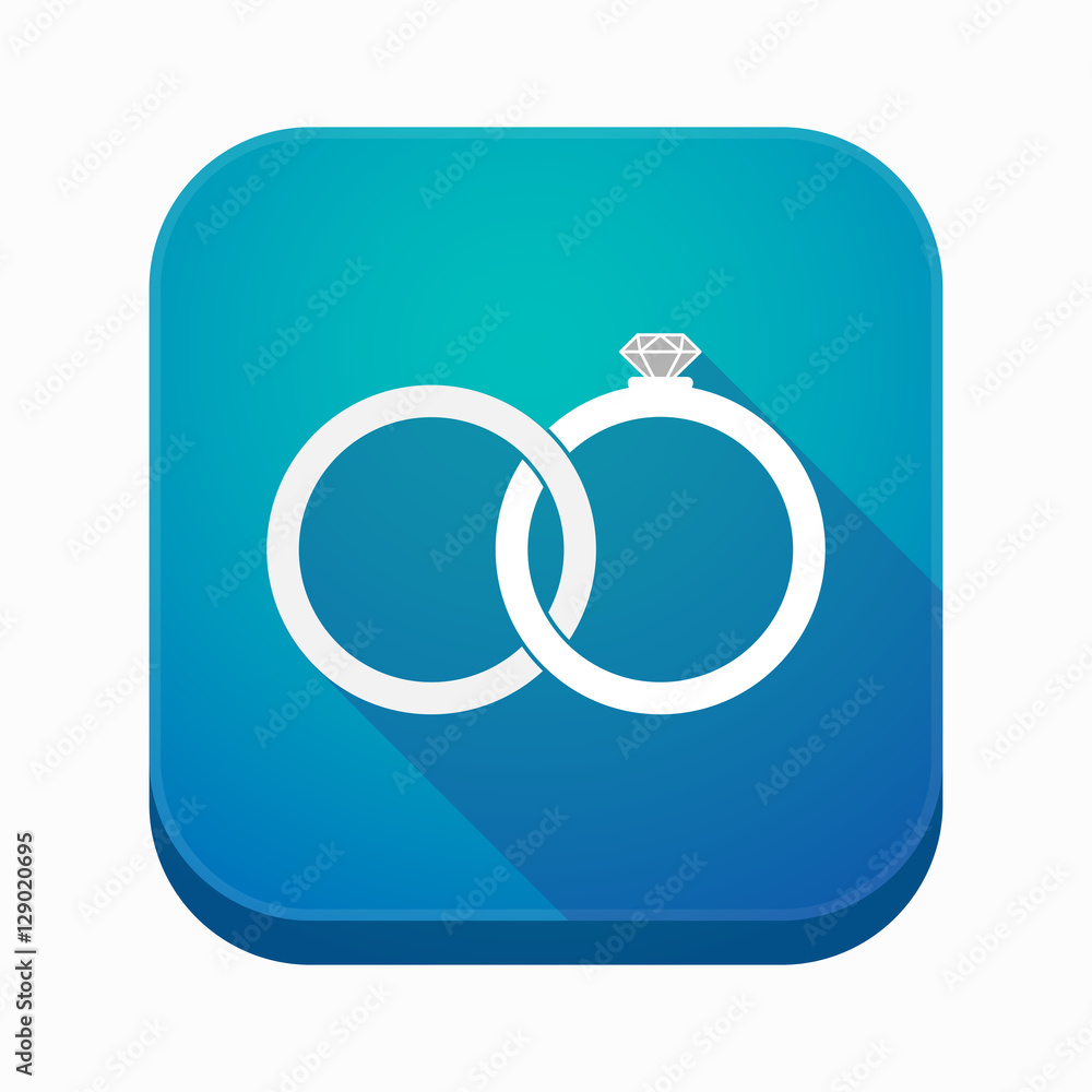 Isolated app icon with two bonded wedding rings Isolated app icon with two bonded wedding rings