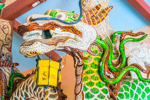 Obraz na płótnie Dragon head decoration at Buddhist temple in Vietnam Dalat w salonie