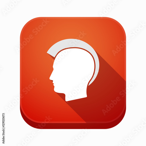 Isolated app icon with a male punk head silhouette