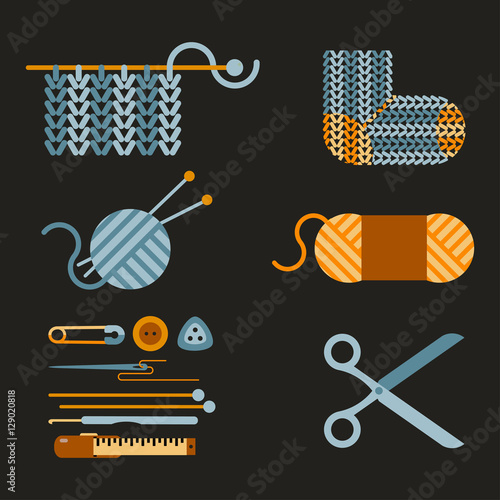 Handmade knitting icon. Flat design illustration.