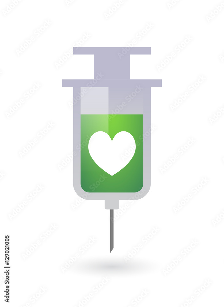 Isolated syringe with the heart poker playing card sign Isolated syringe with the heart poker playing card sign