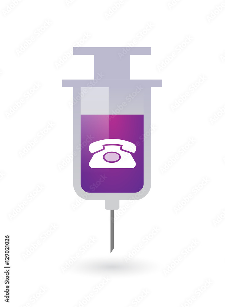 Isolated syringe with a retro telephone sign Isolated syringe with a retro telephone sign
