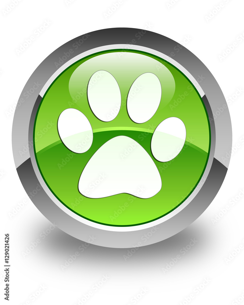 Animal footprint icon glossy green round button Animal footprint icon glossy green round button