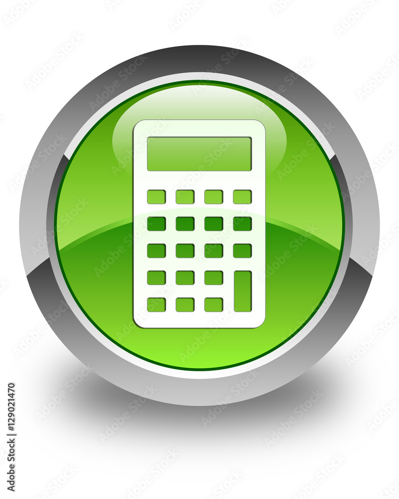 Calculator icon glossy green round button Calculator icon glossy green round button