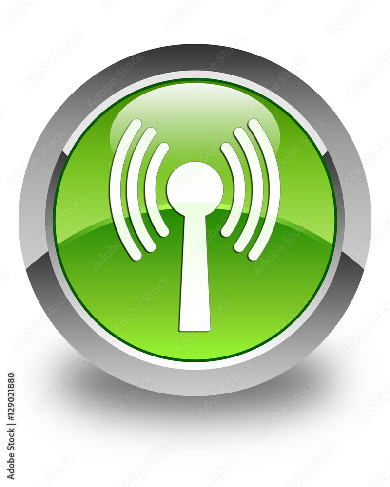 Wlan network icon glossy green round button Wlan network icon glossy green round button