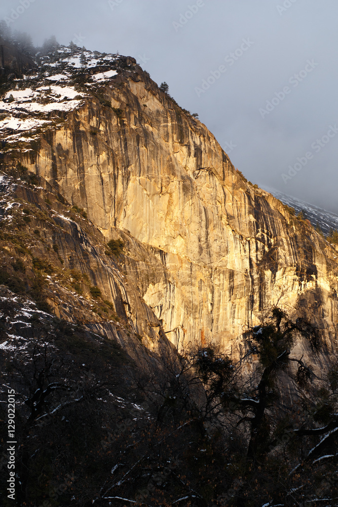 Yosemite granite wall in golden light