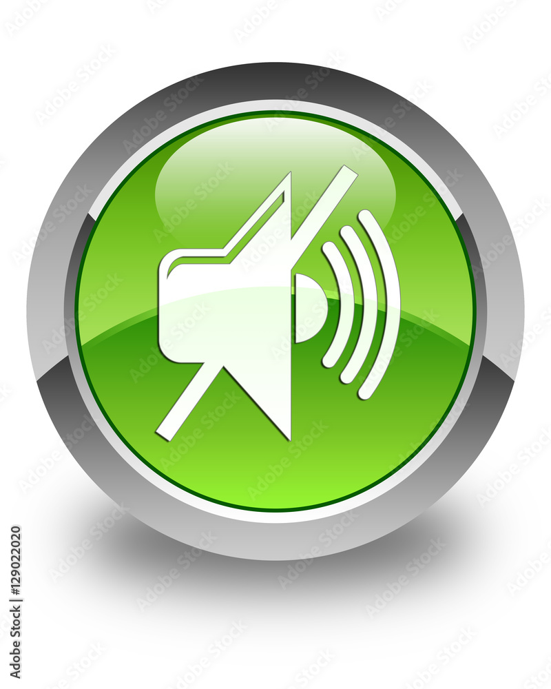 Mute volume icon glossy green round button Mute volume icon glossy green round button