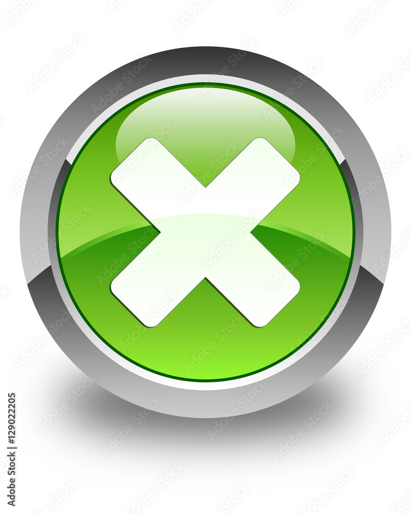 Cancel icon glossy green round button Cancel icon glossy green round button