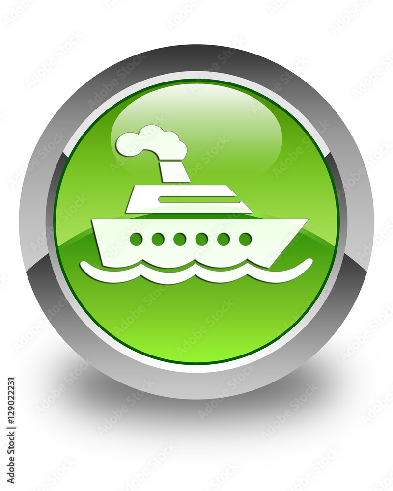 Cruise ship icon glossy green round button Cruise ship icon glossy green round button