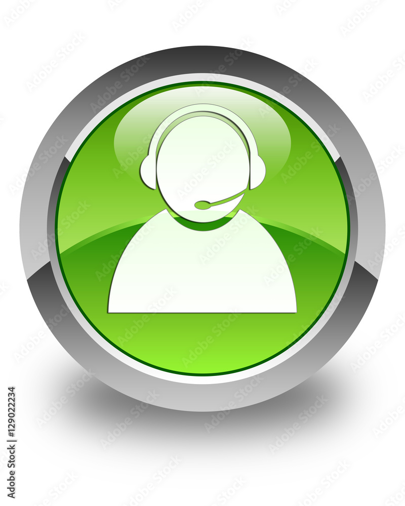 Customer care icon glossy green round button Customer care icon glossy green round button
