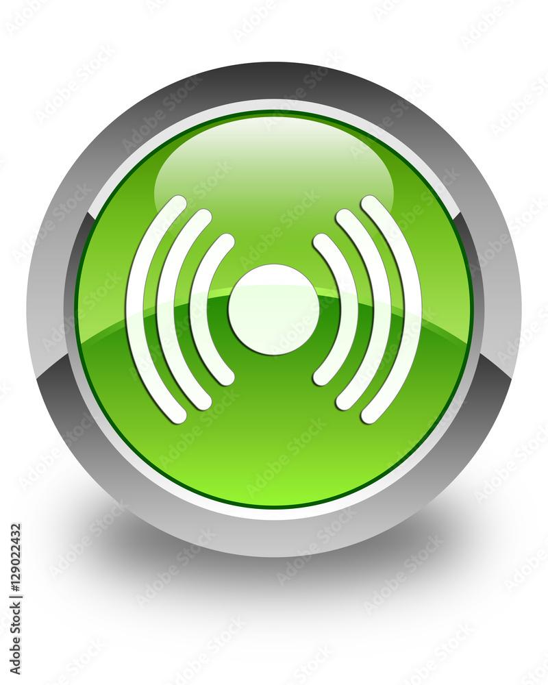 Network signal icon glossy green round button Network signal icon glossy green round button