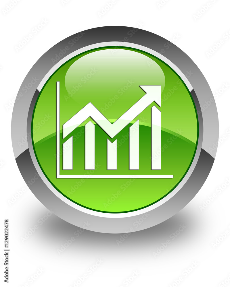 Statistics icon glossy green round button Statistics icon glossy green round button