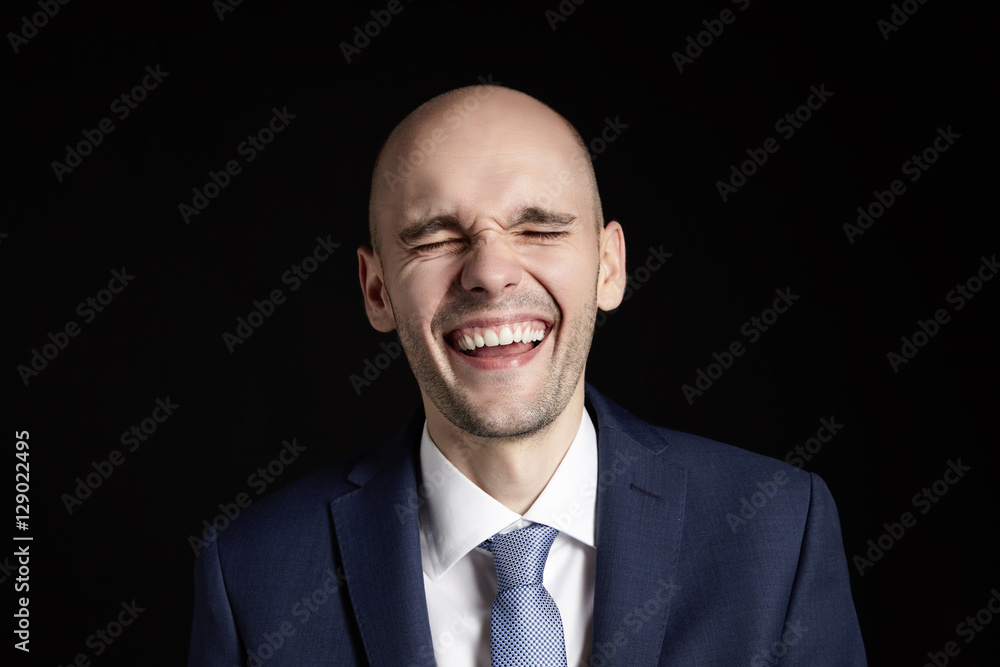 Laughing Man on Black Background Laughing Man on Black Background