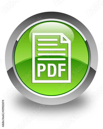 PDF document icon glossy green round button