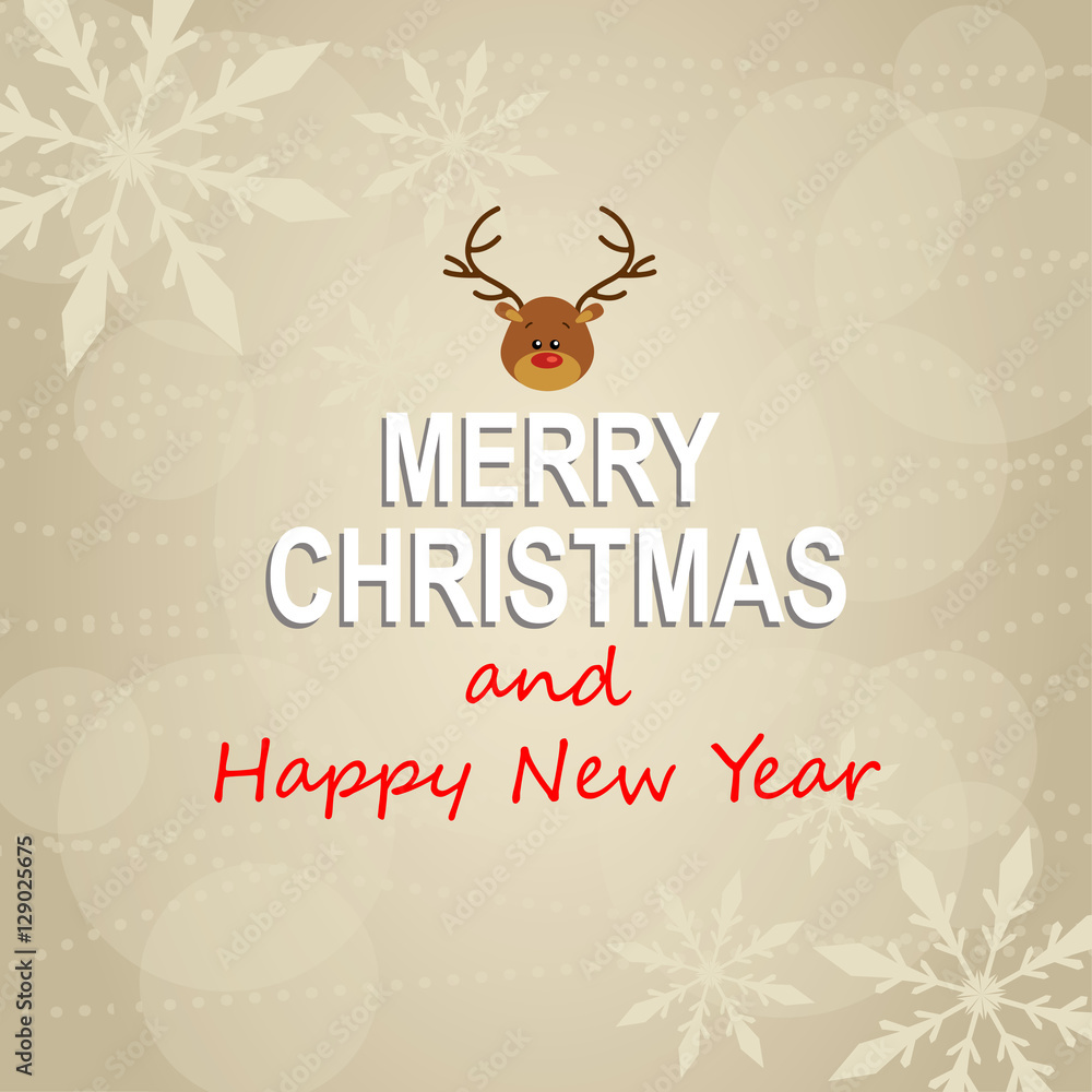 Christmas and New Year's card with cute deer Christmas and New Year's card with cute deer