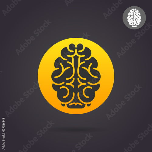 Brain medical icon on golden round plate