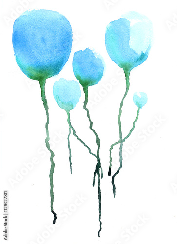 Watercolored rattern of blue balloons photo