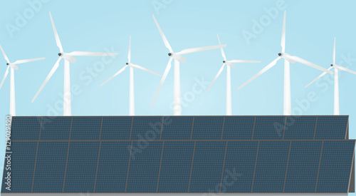 Wind turbines and solar panels