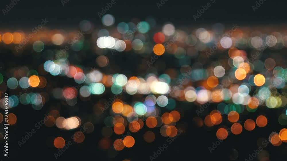 Defocused abstract bokeh shot of downtown LA at night