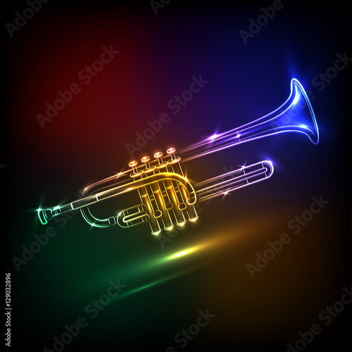 Neon music . Stylish melody.Vector illustration .
