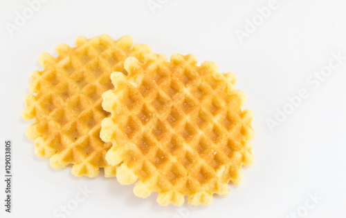 waffle cookies on white background