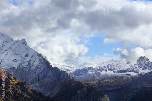 Autumn alpine landscape in the Dolomites, Italy, Europe