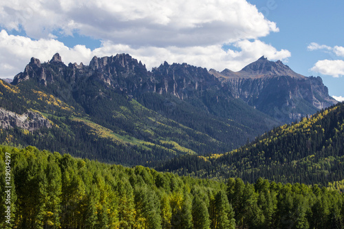 Colorado mountain ridge with pine trees and fall colors © BrandonDavid