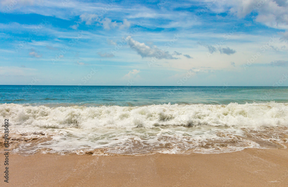 Beach in Bali called Dreamland. Shore line and waves