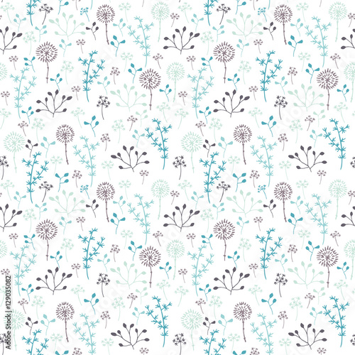 Stylized winter nature. Seamless pattern.