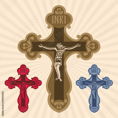 The cross with the crucifixion of the Lord and Savior Jesus Christ