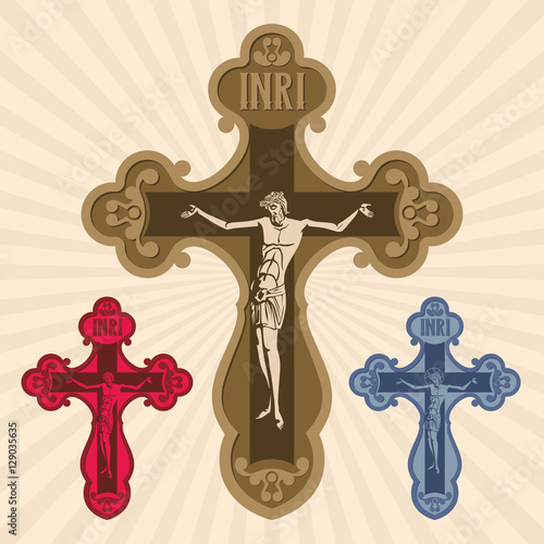 The cross with the crucifixion of the Lord and Savior Jesus Christ