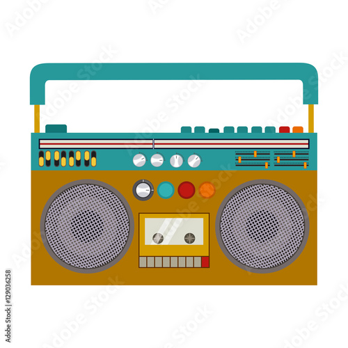Tape recorder icon. Music radio retro and sound theme. Isolated design. Vector illustration