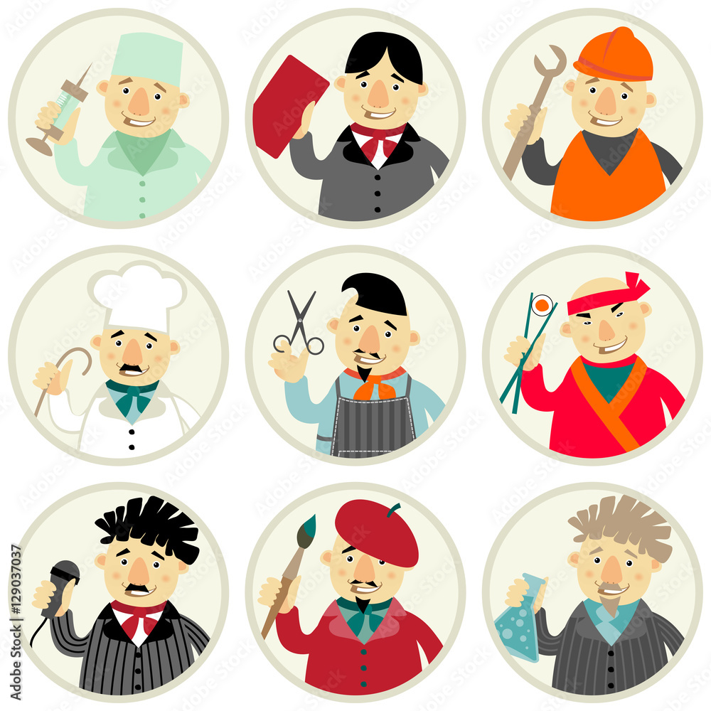 Set with different popular professions. Avatars Set with different popular professions. Avatars