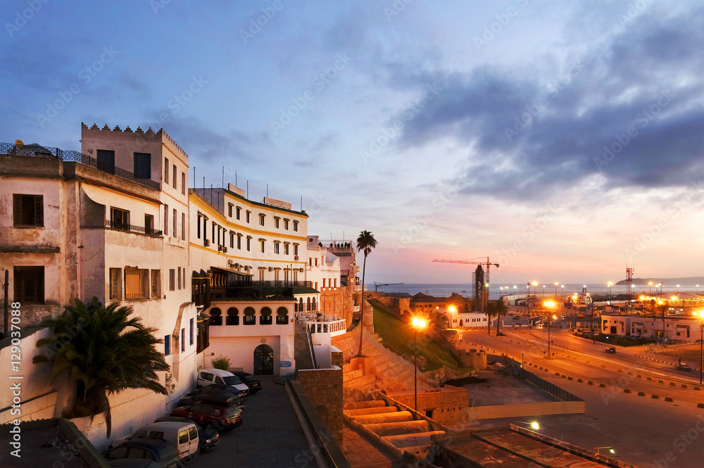 Tangier city and port, coastal landscape, Morocco, Africa