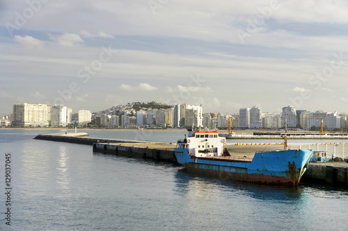 Tangier city and port, coastal landscape, Morocco, Africa