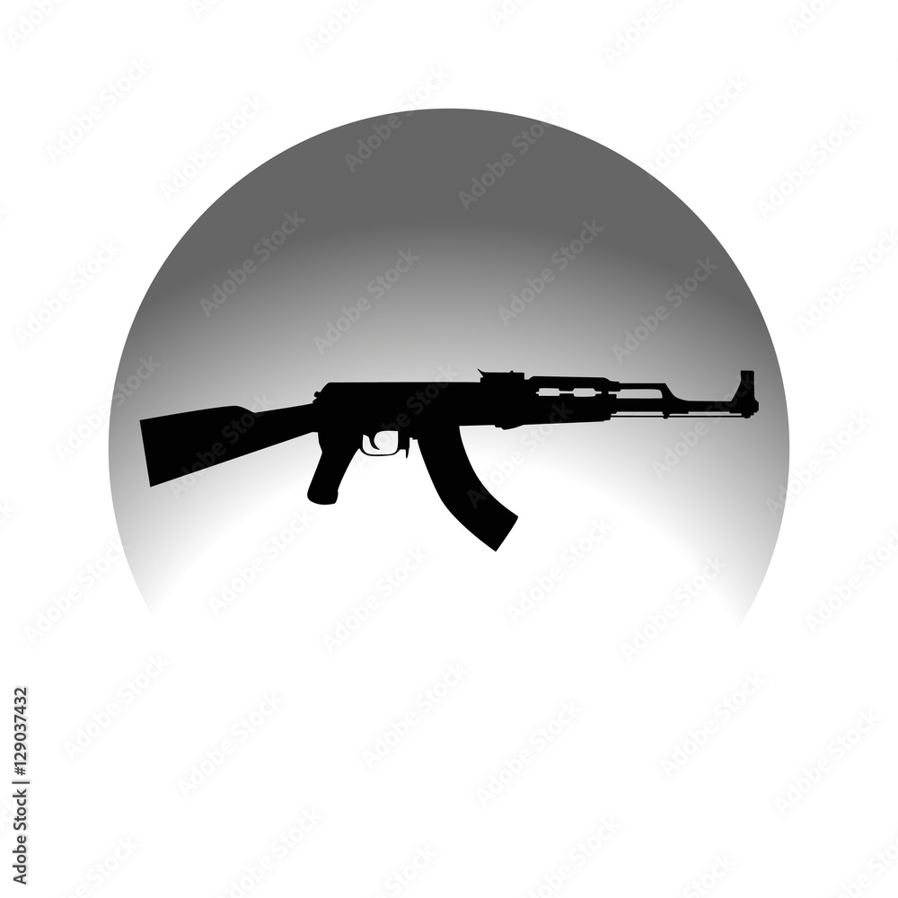 AK47 icon. Kalashnikov machine gun black silhouette. Vector ...