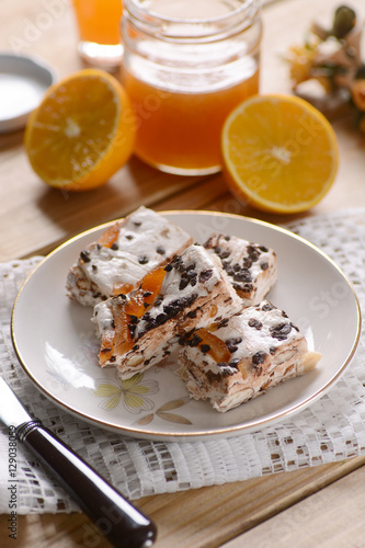 nougat with almonds and orange
