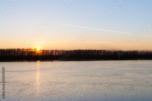 Nature sunset over the river sunny © viktoryabov