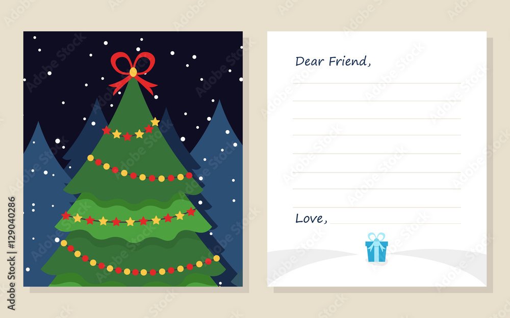 Template greeting card New year s or Merry Christmas letter to