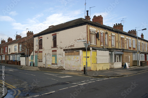 Photography slum housing, derelict and rundown social housing