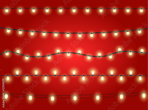 Set of garlands light. hristmas light decoration set on transparent background. Vector photo