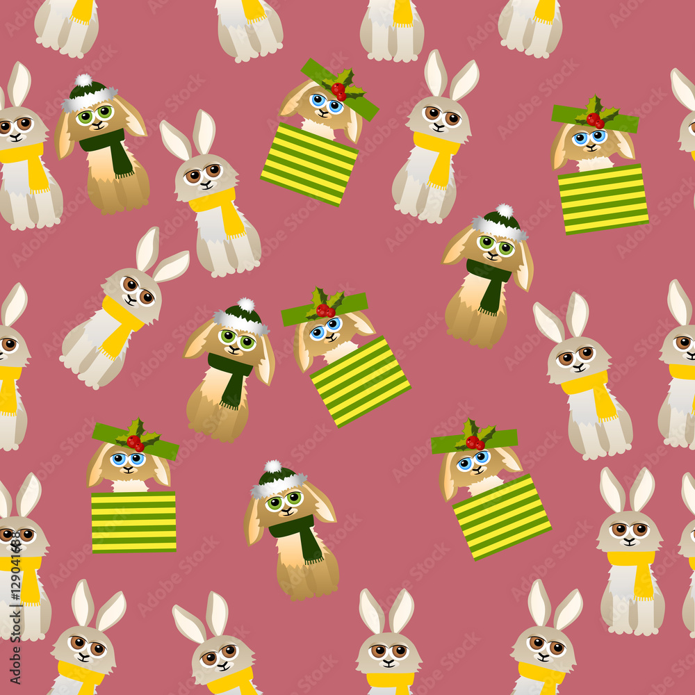 Naklejka premium cute rabbit with scarf